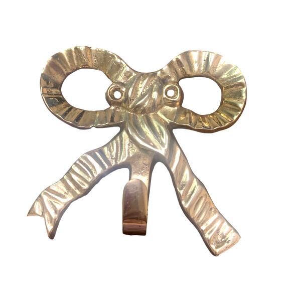 Hampton Brass Ribbon Bow Wall Door Hook Solid Brass Made in India‎ - Picture 3 of 5